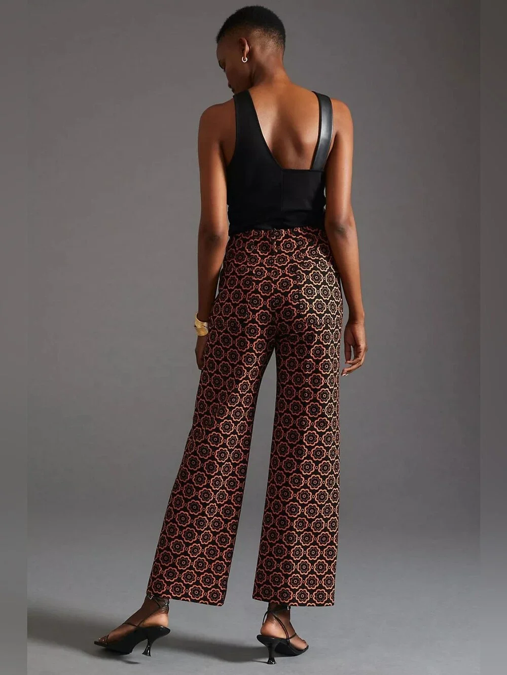 Anthropologie Blk/Brn Patterned Wide-Leg Pants. Size 28 Excellent Condition - Picture 4 of 16